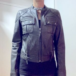 BLACK LEATHER JACKET - real lambskin!